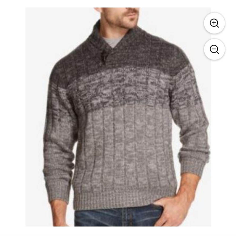 Weatherproof Vintage Ombre Gray Thick Knit Pullover Sweater Men's M